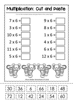 multiplication mixed order cut and paste math worksheets printables