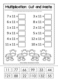 multiplication mixed order cut and paste math worksheets printables