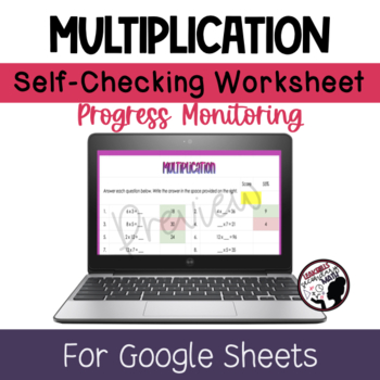 Preview of Multiplication | Mixed | Self-Checking Worksheet | 20-Question | Google Sheets