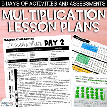 Preview of Multiplication Models 3rd Grade Lesson Plans Activities and Skill Check Quizzes