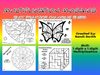 Preview of Multiplication Mosaics-Solve and Color By Number Pack