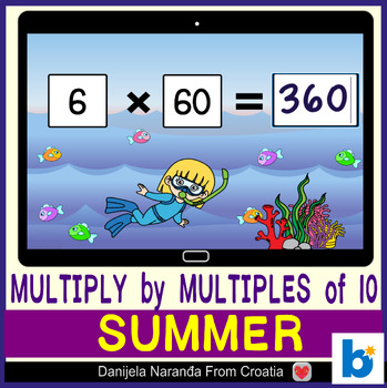 Preview of Multiplication Multiply Multiples Of 10 | Summer End of Year Boom™ Cards