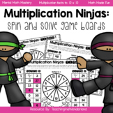Multiplication Ninjas: Spin and Solve Game Boards (Up to 12 x 12)