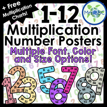 Preview of Multiplication Number Posters (+ FREE charts)- Multiples or Skip Counting