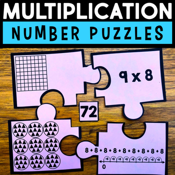 Preview of Multiplication Number Puzzles, Number Lines, Math Stations, Facts, Area Model