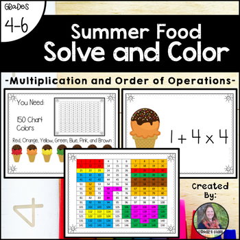 Preview of Multiplication & Order of Operations, Mystery Picture Solve & Color