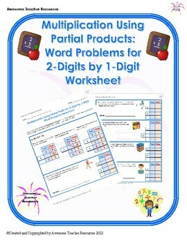 Preview of Multiplication: Partial Products 2 x 1 Word Problems Worksheet