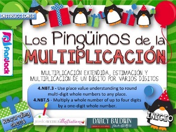 Preview of Multiplication Party Penguins SPANISH PowerPoint Game