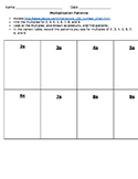 Multiplication Patterns Template for the 2-9 Times Tables.