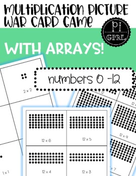 Preview of Multiplication Picture War Card Game with Arrays 0-12