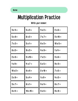 Preview of Multiplication Practice