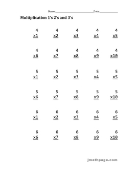 multiplication free practice table printable sheets Johnnie 789 Practice by 456 from Multiplication  123