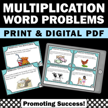 Preview of Multiplication Practice 3rd Grade Multiplication Word Problems Math Review SCOOT