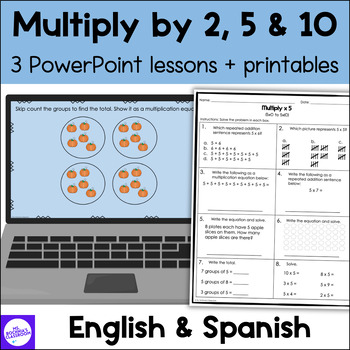 Preview of Multiplication Practice BUNDLE Multiply by 2, 5 and 10 by using skip counting