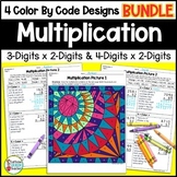 Multiplication Practice Color By Number 3-Digits and 4-Dig