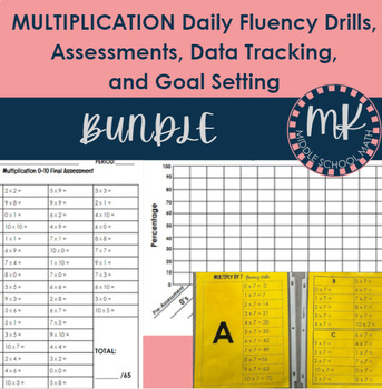 Preview of Multiplication Practice Drills, Assessment, Data Tracking, Goal Setting BUNDLE