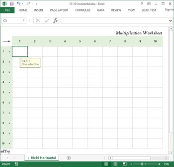 Preview of Multiplication Practice Excel Worksheet