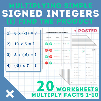 Preview of Multiplication Practice | Multiplying Signed Numbers | Two Integers