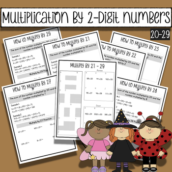 Preview of Multiplication Practice - Multiplying by 2-digit Numbers from 20 - 29 