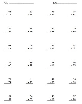Multiplication Practice Packet 1x1, 2x1, 2x2, 3x1, 3x2, 3x3, 4x1, 4x2 ...
