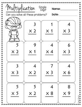 math practice sheet multiplication single digit by cheeky cherubs