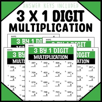 Preview of Multiplication Practice Sheets: 3 Digit by 1 Digit Math Facts Fluency Practice