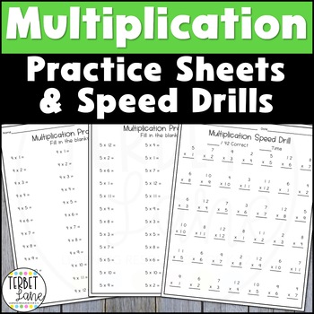 Preview of Multiplication Facts Fluency Practice Worksheets and Drills 3rd Grade 4th Grade