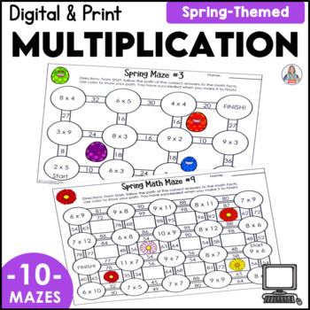 Preview of Spring Multiplication Practice Single Digit Multiplication Math Facts Review