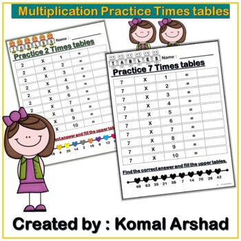 Preview of Multiplication Practice Times Tables Worksheets