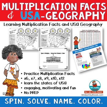 Preview of Multiplication | USA States & Capitals | Math and Geography | Social Studies