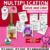 Multiplication Practice | Valentine's Day | Solve and Colo
