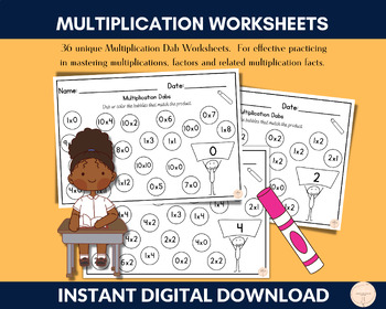 Preview of Multiplication Practice Worksheets, 3rd Grade Maths Printouts for Multiplication