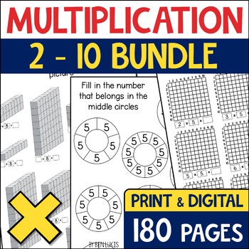 Preview of Multiplication Practice Worksheets, 2-10 Times Table Multiplication Fact Fluency