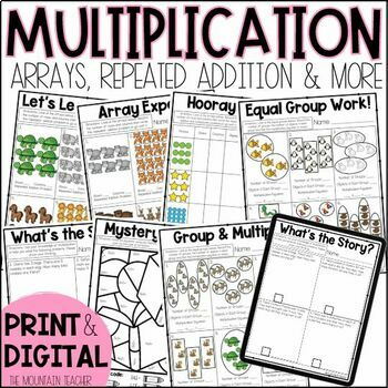 Preview of Multiplication Practice Worksheets with Arrays, Repeated Addition & Equal Groups