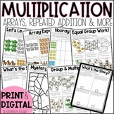 Multiplication Practice Worksheets with Arrays, Repeated A