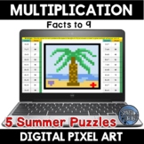 Multiplication Practice and Fact Fluency Summer Digital Pixel Art
