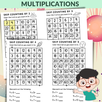 Preview of Multiplication Practice for 2nd and 3rd grade, Trails, Color by Sum, Poster