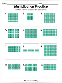 multiplication array worksheets by all about elementary tpt