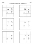 Multiplication Practice with Grids - 2 digits by 1 digit &