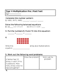 Multiplication Pre and Post-Test