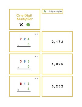 Preview of Multiplication Problem Card Set - 1, 2, 3, & 4 Digit Multipliers