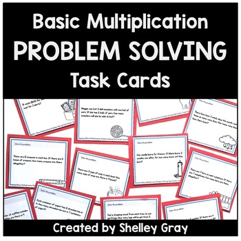Preview of Multiplication Problem Solving Task Cards - Basic Multiplication Facts