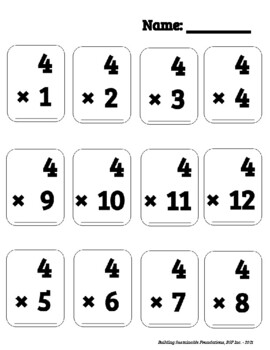 multiplication problems worksheet 4 one minute drill tpt