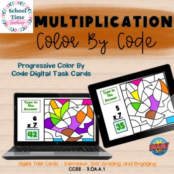 Preview of Multiplication Progressive Color by Code Fall Boom Cards