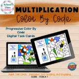 Multiplication  Progressive Color by Code Sunflower Boom Cards