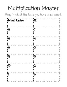 Preview of Multiplication/Division Free Mastery Tracker