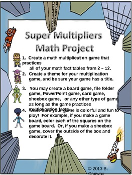 Preview of Multiplication Project- Super Hero Multipliers