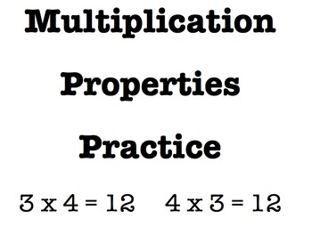 Preview of Multiplication Properties Practice