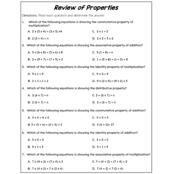 Multiplication Properties Worksheets by Deb Hanson | TpT