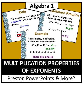 Preview of Multiplication Properties of Exponents in a PowerPoint Presentation